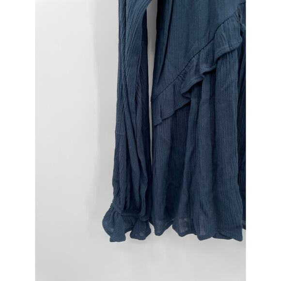 ANTHROPOLOGIE Eri + Ali  NWT Navy Ruffle V-Neck Blouse // XS - Picture 8 of 8